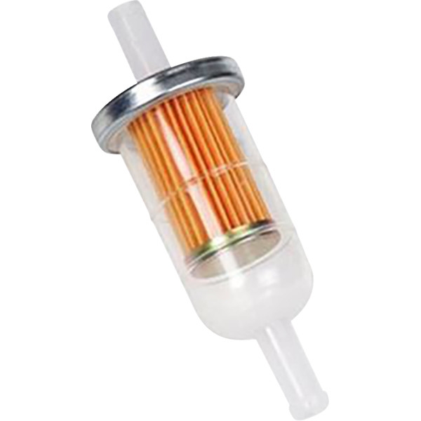 Fuel Filter for 3/8in. ID Line - Clear/Silver/Orange - Cylindrical