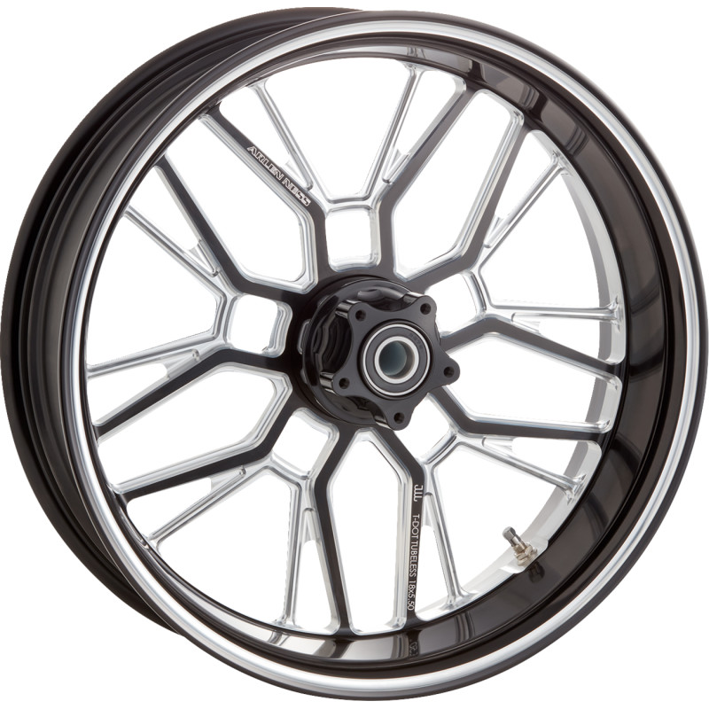 Forged Billet Split-Spoke Rim - 18in. x 5.50in. - Black with Machined Accents