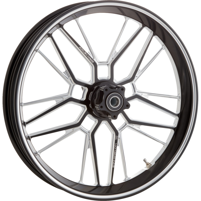 Forged Billet Split-Spoke Rim - 19in. x 3.25in. - Black with Machined Accents