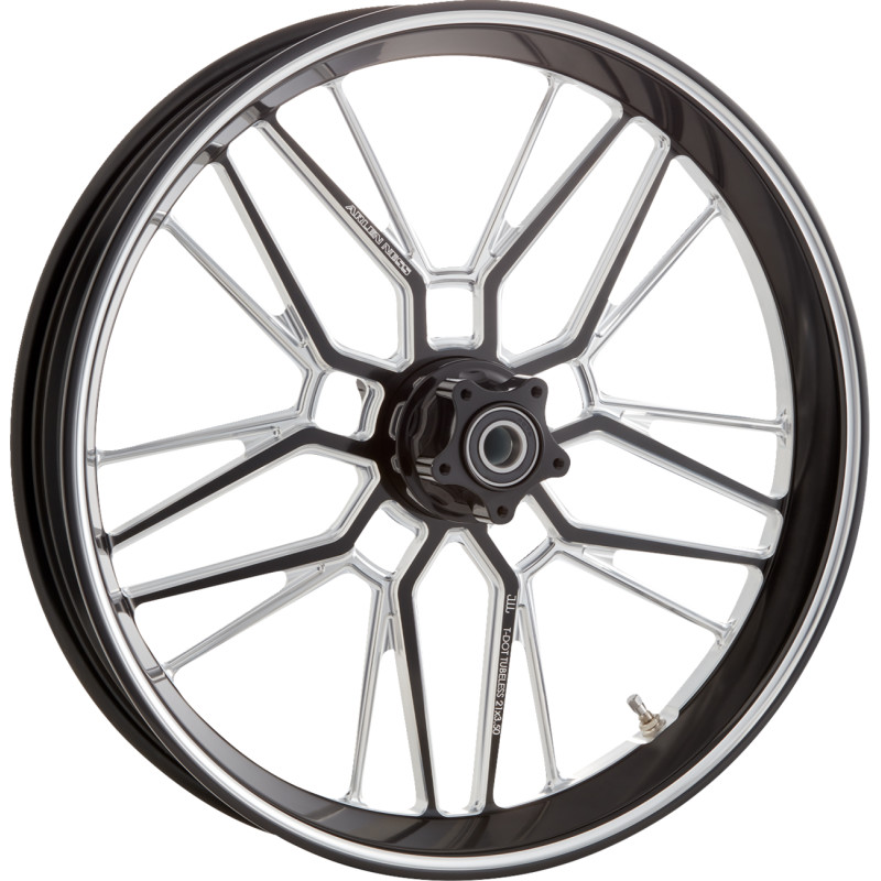 Forged Billet Split-Spoke Rim - 21in. x 3.50in. - Black with Machined Accents