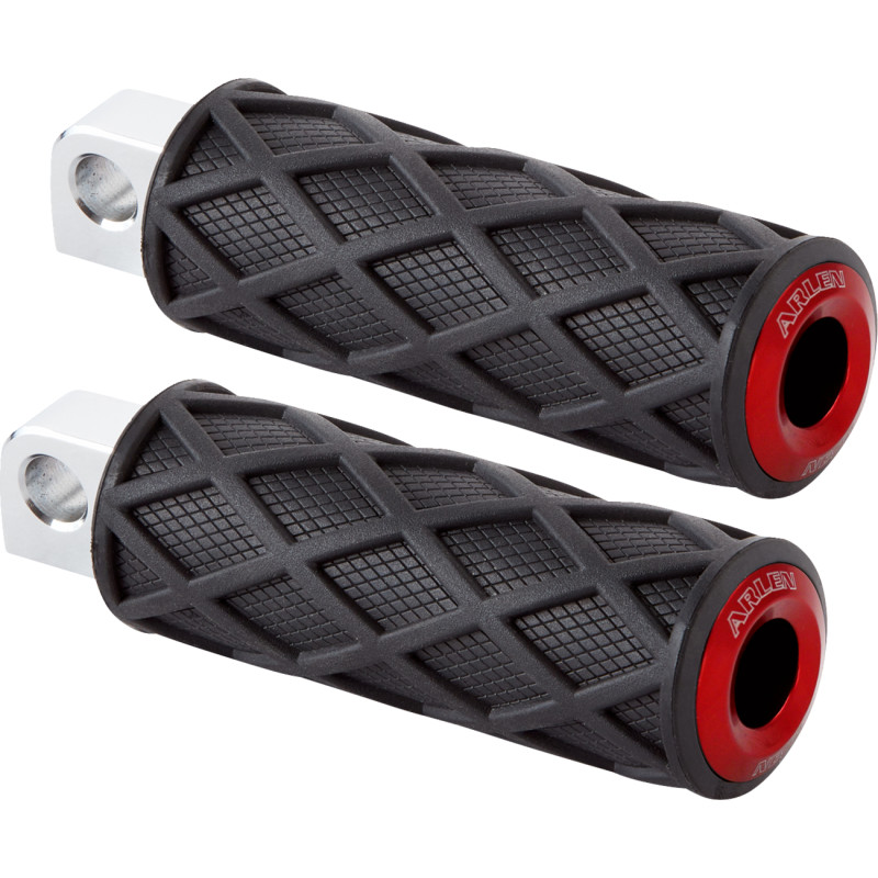 Diamond Male Mount Footpeg - Knurled - Red