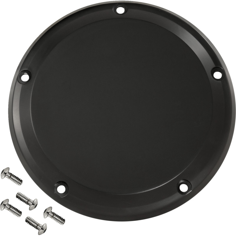 Billet Derby Cover - Smooth Black Anodized