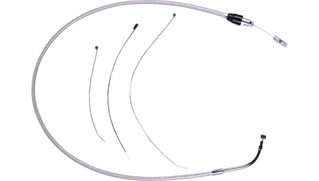 Alternate Length Polished Stainless Quick Connect Braided Upper Clutch Cable - 45-1/4in.