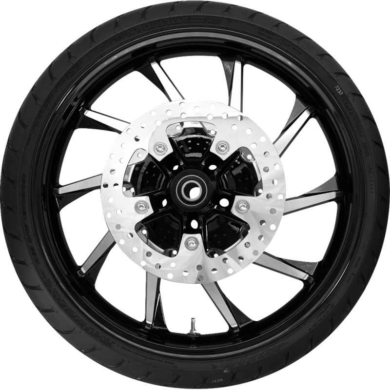 Hurricane Front Wheel with Dunlop Tire and Rotor - 21in. x 3.5in. - Black Cut