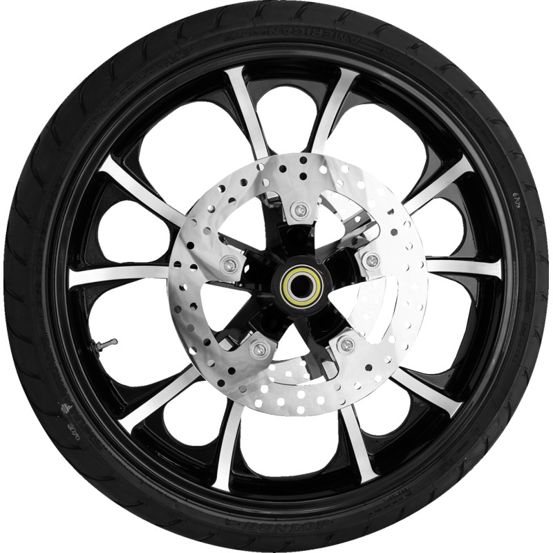 Largo Front Wheel with Dunlop Tire and Rotor - 21in. x 3.5in. - Black Cut