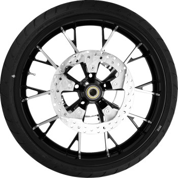 Marlin Front Wheel with Dunlop Tire and Rotor - 21in. x 3.5in. - Black Cut