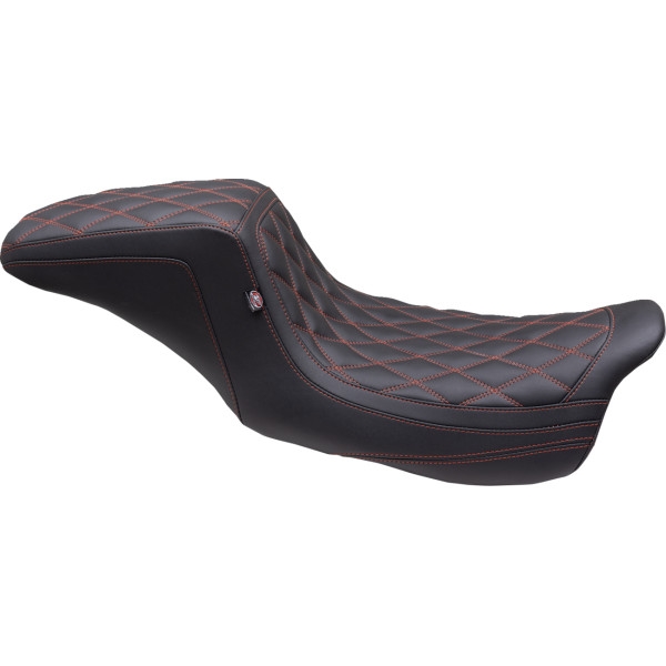 One Piece 2-Up Squareback Seat - Red/Orange Stitch