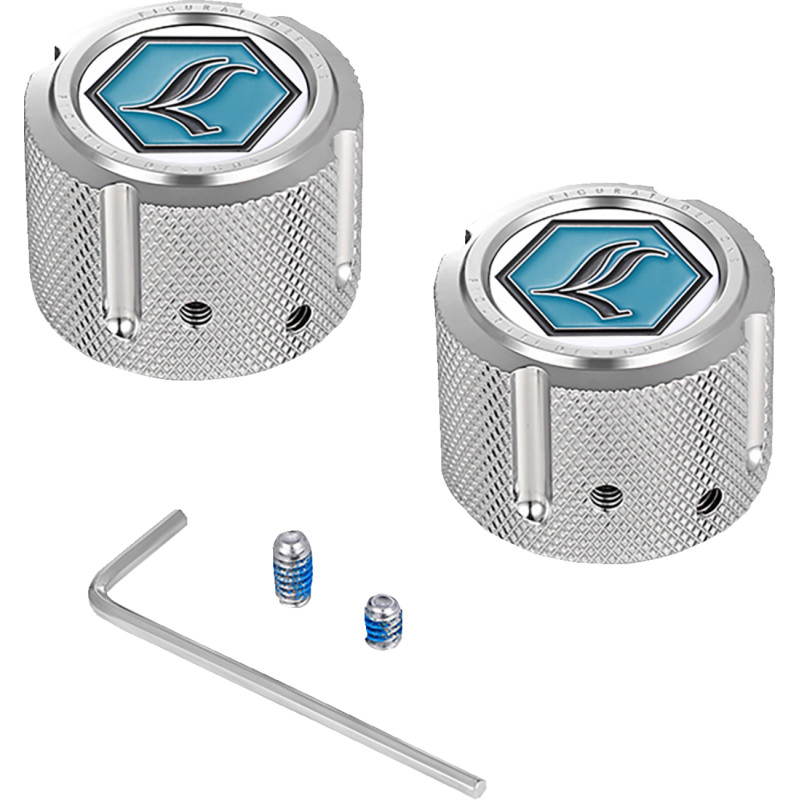 Front Axle Nut Cover - Mirror Polished w/ Legends Suspensions Logo