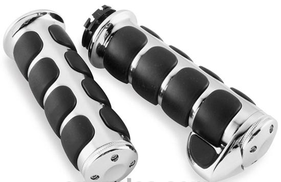 Premium ISO-Grips with Chrome Accent Rings with Throttle Boss