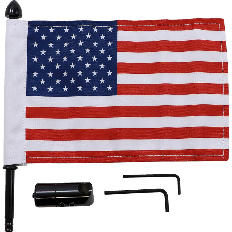 Extended-Style Luggage Rack Flag Mounts with Flag - 1/2in. Round Bar - 10in. x 15in. Flag