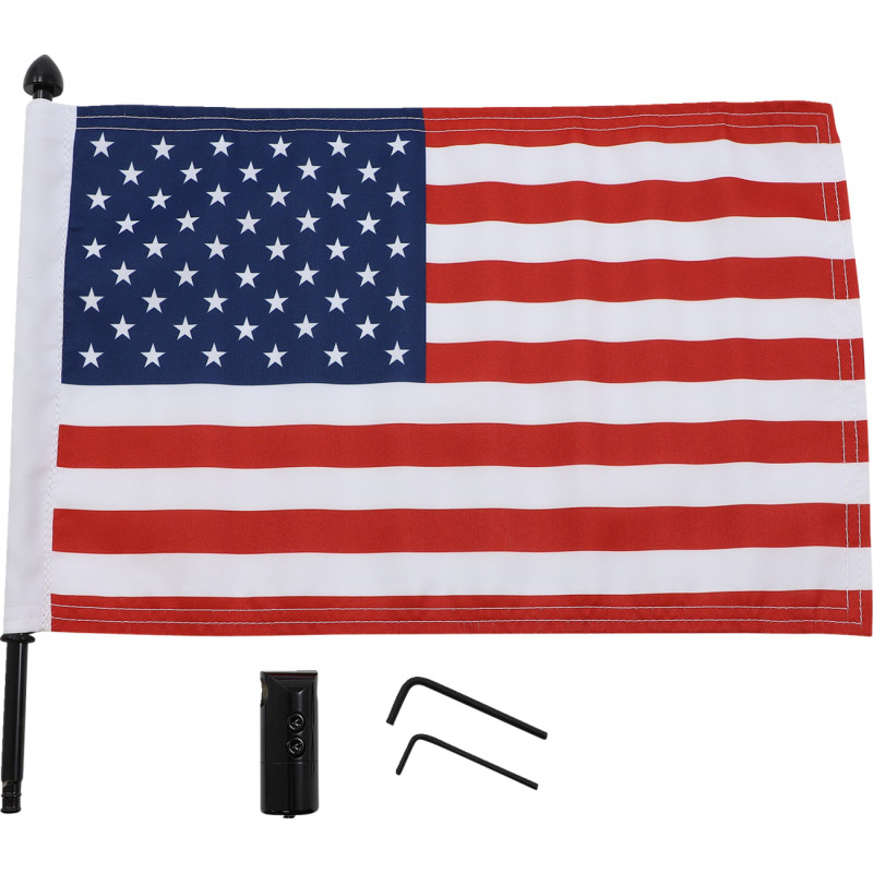 Extended-Style Luggage Rack Flag Mount with Flag - 1/2in. Round Bar - 10in. x 15in. Flag