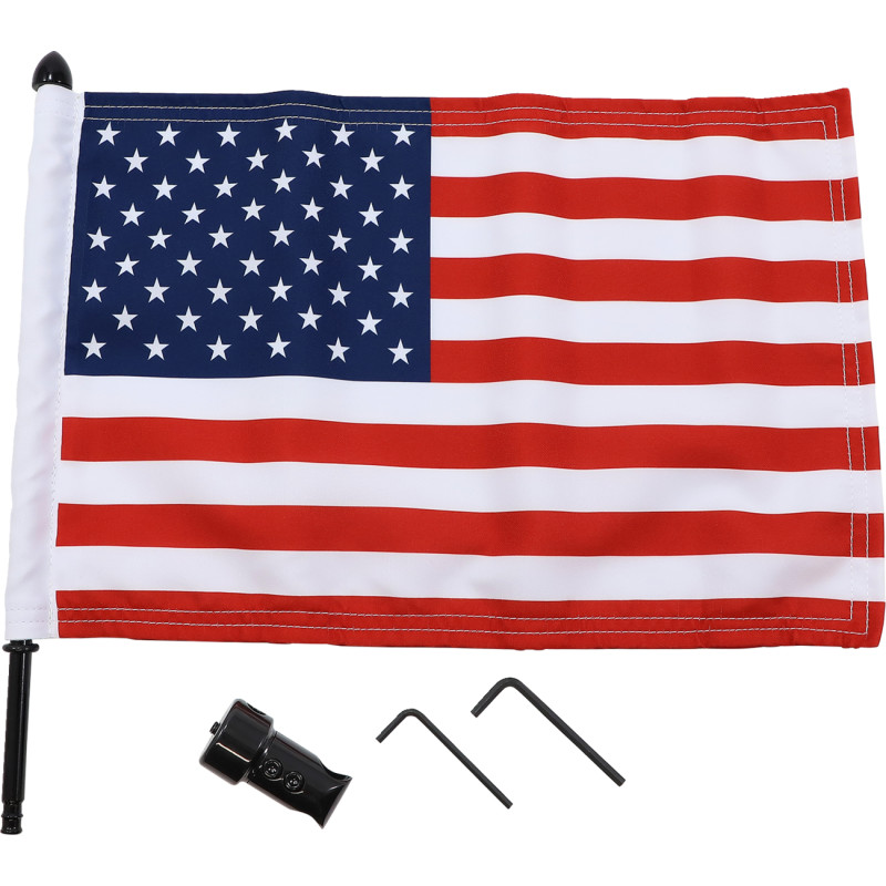 Extended-Style Luggage Rack Flag Mount with Flag - 5/8in. Round Bar - 10in. x 15in. Flag