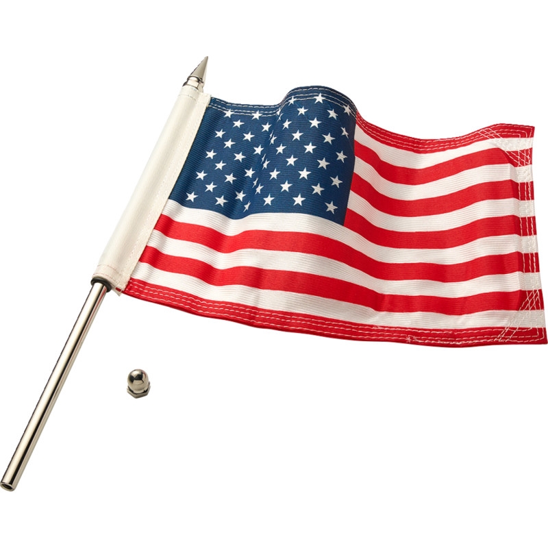 Flag Pole - 12in. - with 6in.x9in. American Flag - Polished Stainless Steel