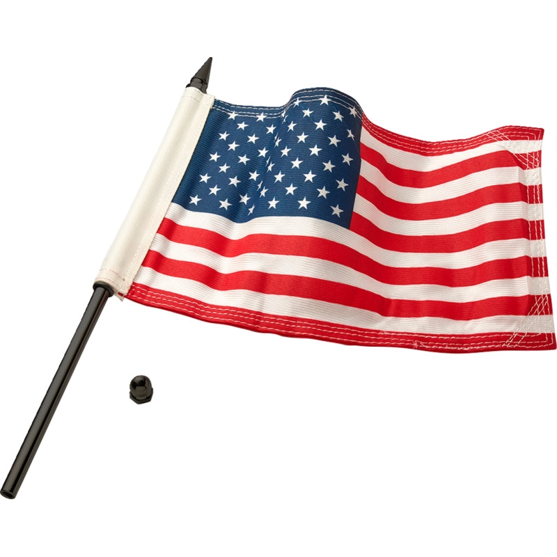 Flag Pole - 12in. - with 6in.x9in. American Flag - Satin Black