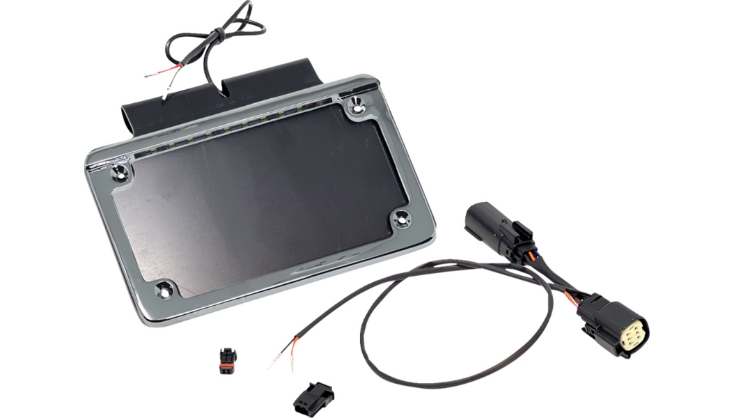 Illuminated Saddlebag License Plate Frame - Chrome Frame
