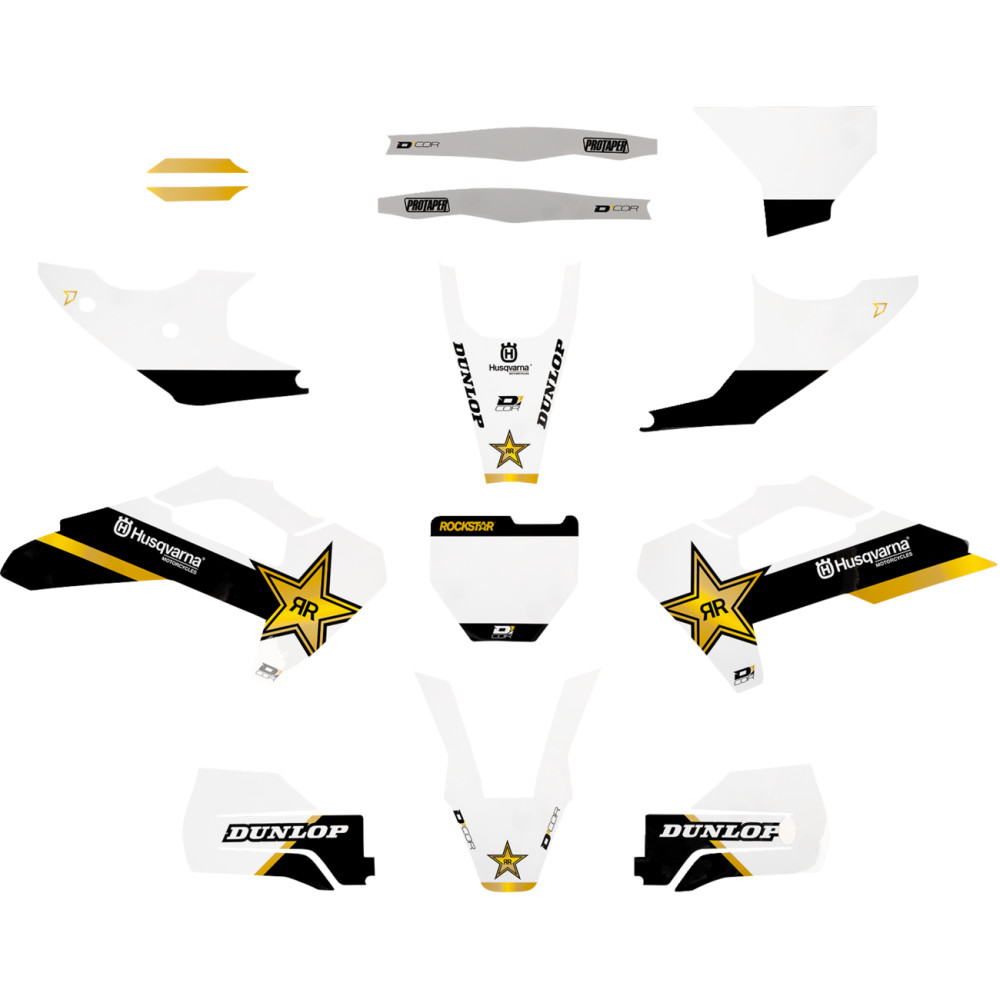 Rockstar Husqvarna Complete Graphic Kit - White Background