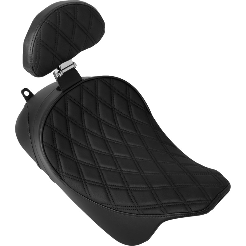 Solo Seat With EZ Glide II Backrest Option - Double Diamond - Black Thread
