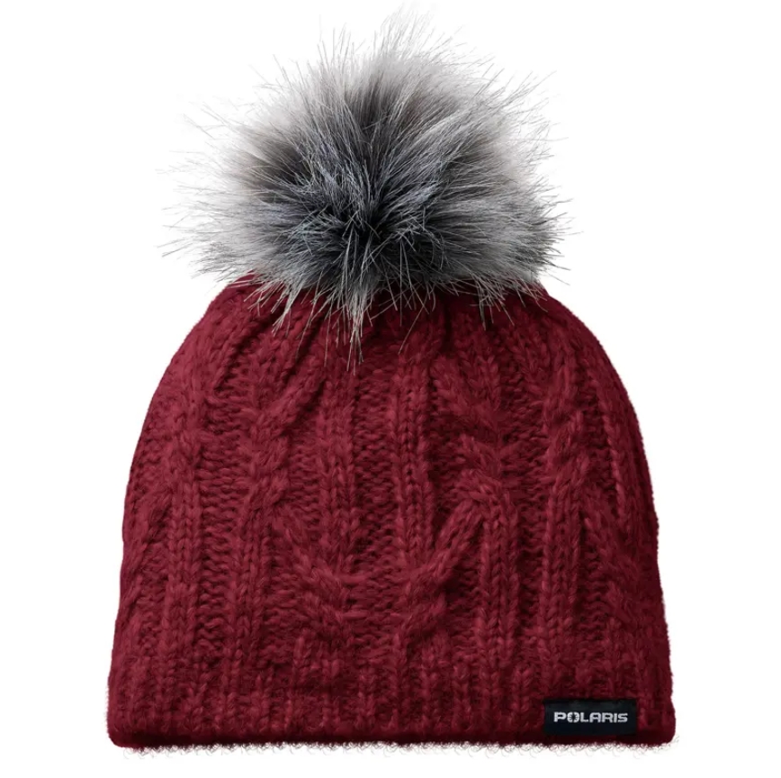Cable Knit Removable Pom Womens Beanie