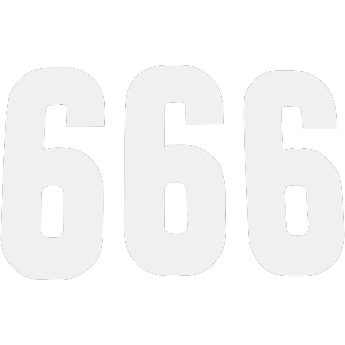 Pros 3 Stick-On Number - 6in. - No.6 - White