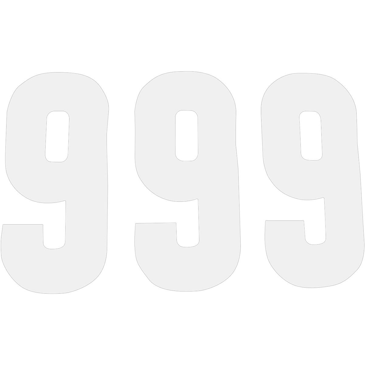 Pros 3 Stick-On Number - 6in. - No.9 - White