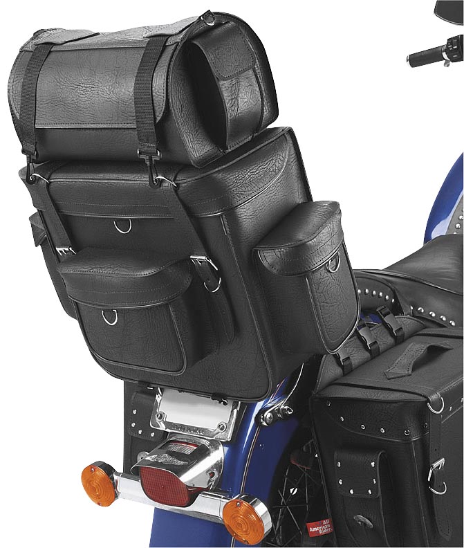 Ameritex Bikepack with Detachable Travel Case/Sissy Bar Bag - Jumbo - Classic (No Studs)