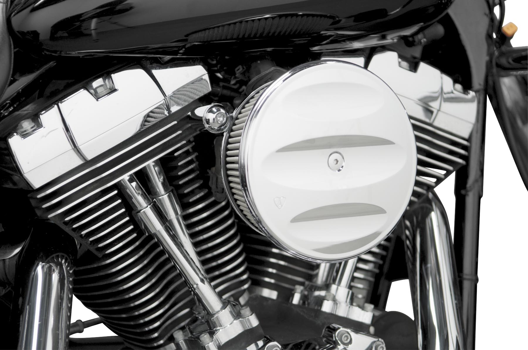 Billet Sucker Stage II Air Filter Kit with Billet Cover - Scalloped Chrome - Red Filter