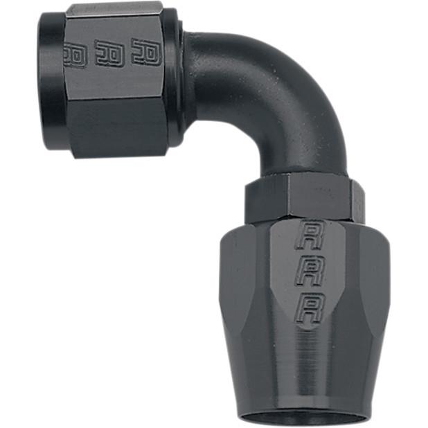 -6 AN 90 Degree Full Flow Non-Swivel Hose End - Black Anodized