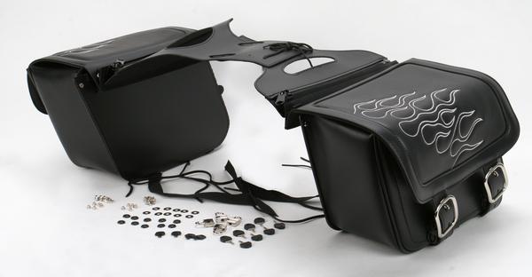 Highway Tattoo Saddlebag - Silver - 13in.L x 6in.W x 9 1/2in.H