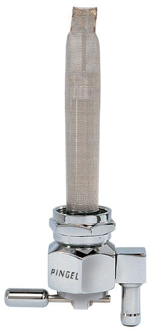 Power-Flo Fuel Valve - 22mm Hex - 180 Deg. Outlet Facing Inward - Smooth - Chrome