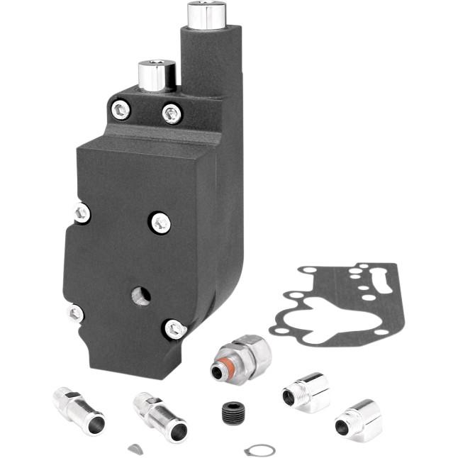 Flow Pro 1 Billet Oil Pump Complete Assembly - Black with Bottom Feed/Return Oil Lines