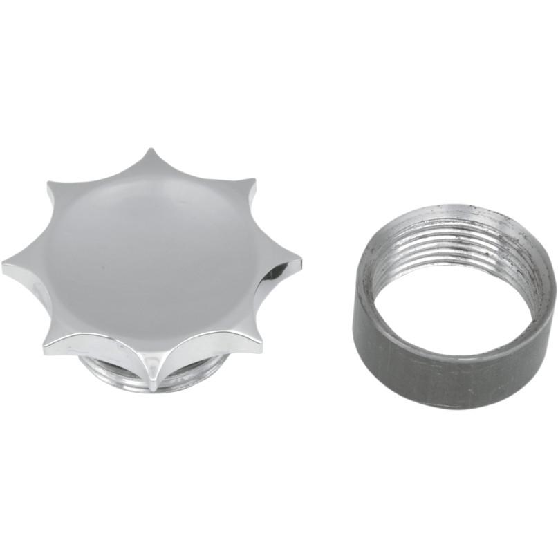 Non-Vented Gas Cap with Bung - Sprocket Cap - Chrome