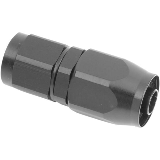 -6 AN Straight Full Flow Non-Swivel Hose End - Black Anodized