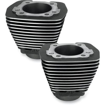 Evolution Style Aluminum Cylinders - 3-1/2in. Bore - Black Powder-Coat with Machined Fin Edges