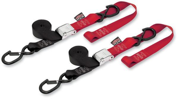 1 1/2in. Cam-Buckle with Safety Latch Hooks and Soft-Tye - Black/Red
