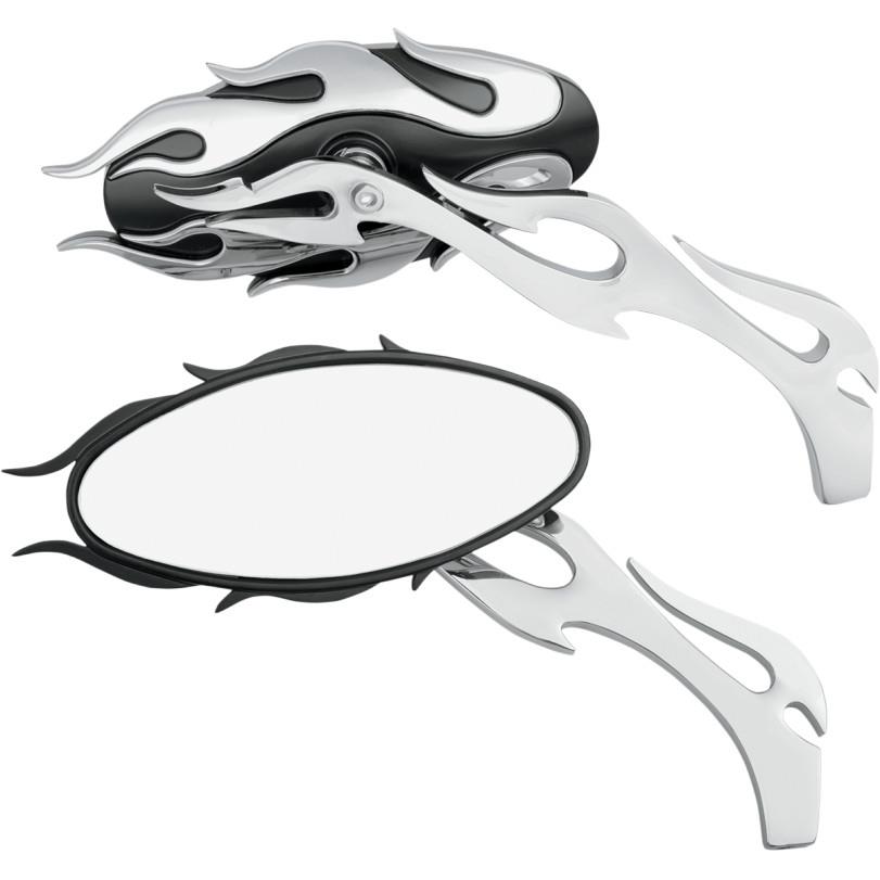 Flame Oval Mirror - Chrome/Black Finish
