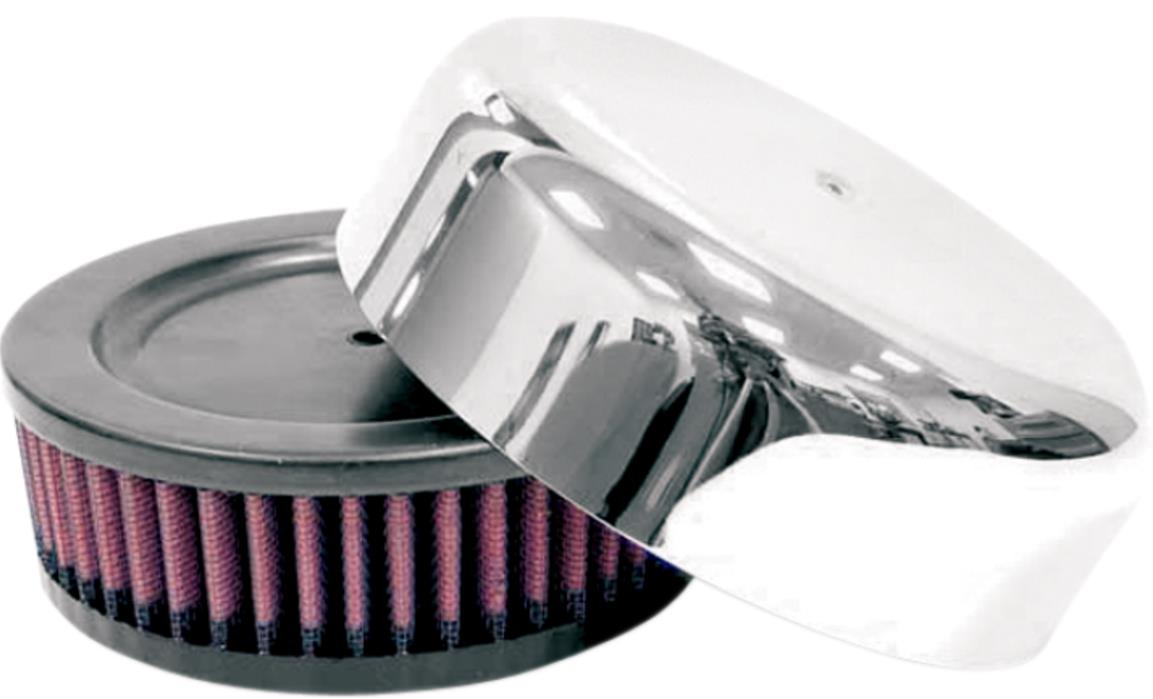 Custom Air Cleaner Assembly for 36-38mm Mikuni Air Filter - 6in Dia. Chrome Bonnet Style