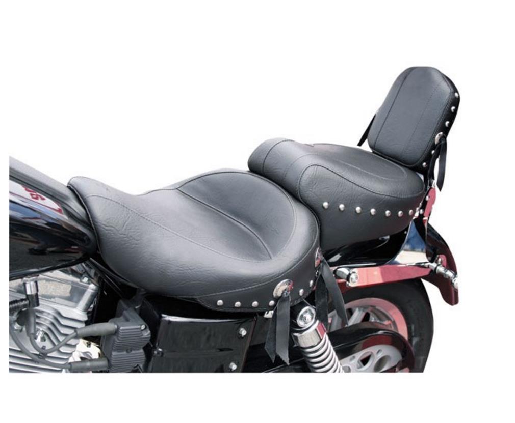 Wide Super Touring One-Piece Vintage Seat - Chrome Studs