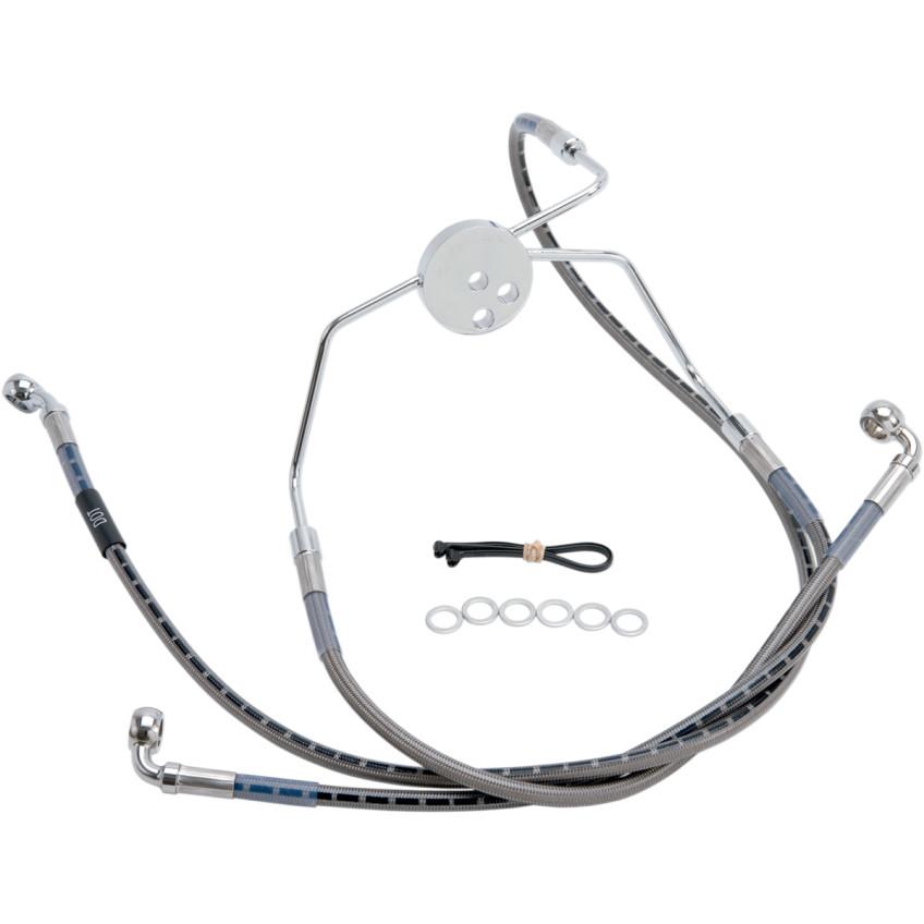 Extended Length Braided Front Brake Line Kit - 48 1/2in. Length Upper - Stainless