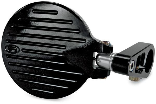 Folding Bar End Mirror - 3 1/4in. Round - Black Anodized