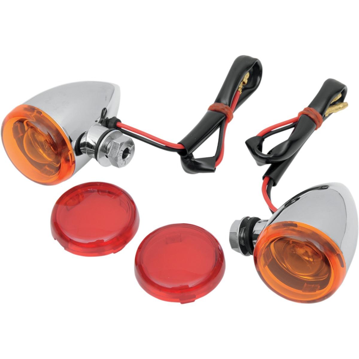 Mini Deuce Marker Lights with Bolt Mount - Chrome Housing - Amber/Red Lens