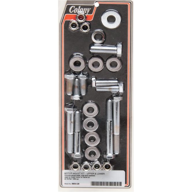 Upper and Lower Motor Mount Chrome Hex Head Bolt Kit