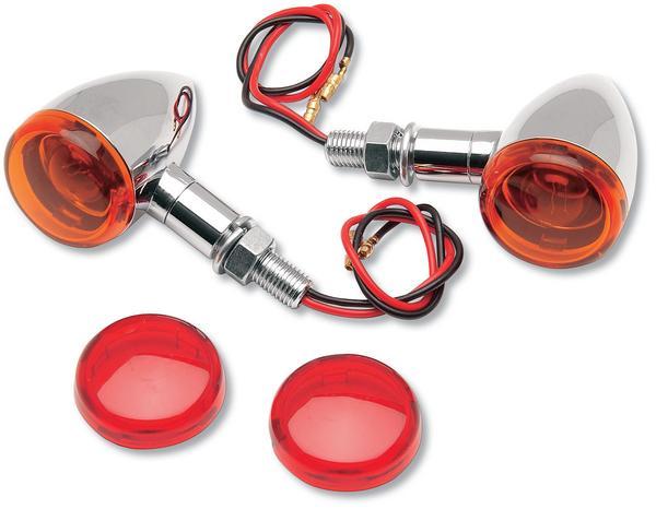 Mini Deuce Marker Lights with Stud Mount - Chrome Housing - Amber/Red Lens