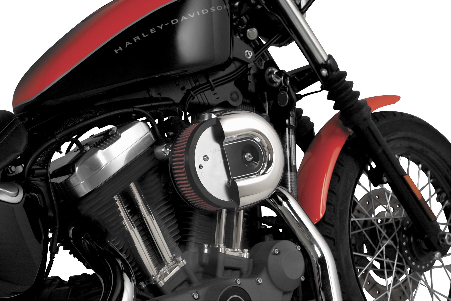 Big Sucker Stage I Air Filter Kit for OEM Cover - Black Backing Plate - Red Filter