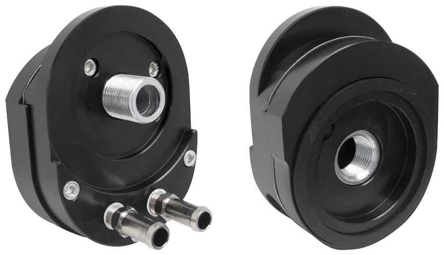 Offset Oil Filter Adapter with T-Stat for Twin Cam and EFI Evolution