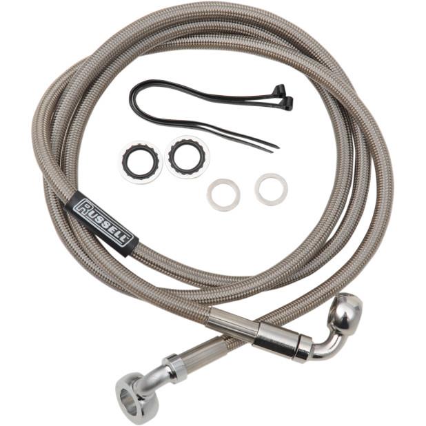 Pro Swivel Universal Brake Hose - Stainless Steel - 7/16in.,90 Degree,Upper Banjo - 52in. Length
