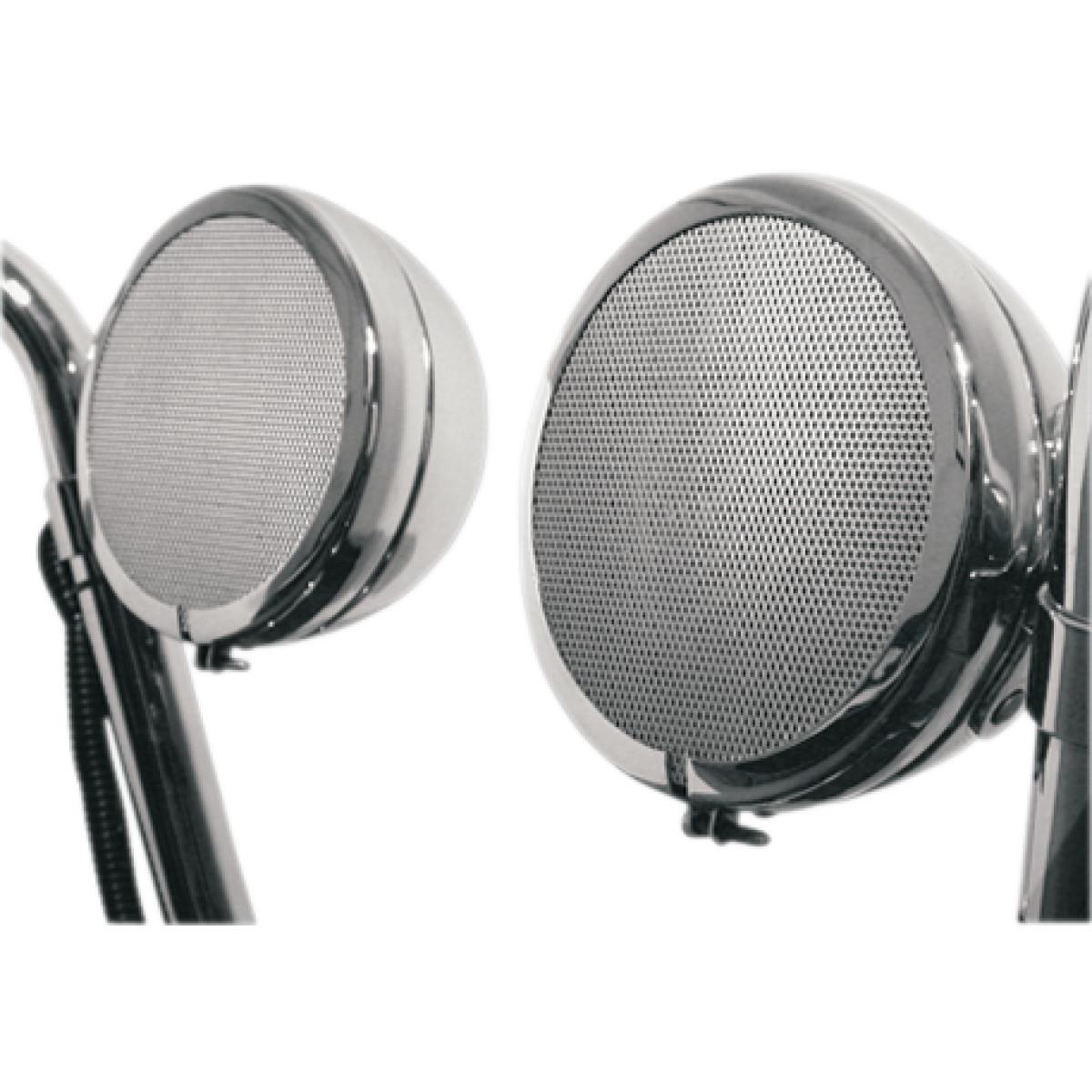 Rumble Road Premium Amplified Stereo Speakers - Chrome with 1in Mounting Hardware