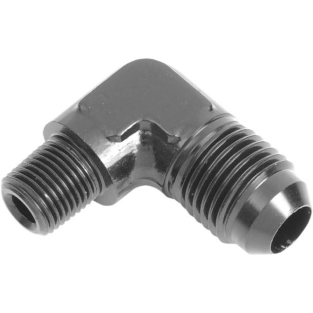 -6 AN 1/8in. NPT 90 Degree Flare to Pipe Adapter - Black