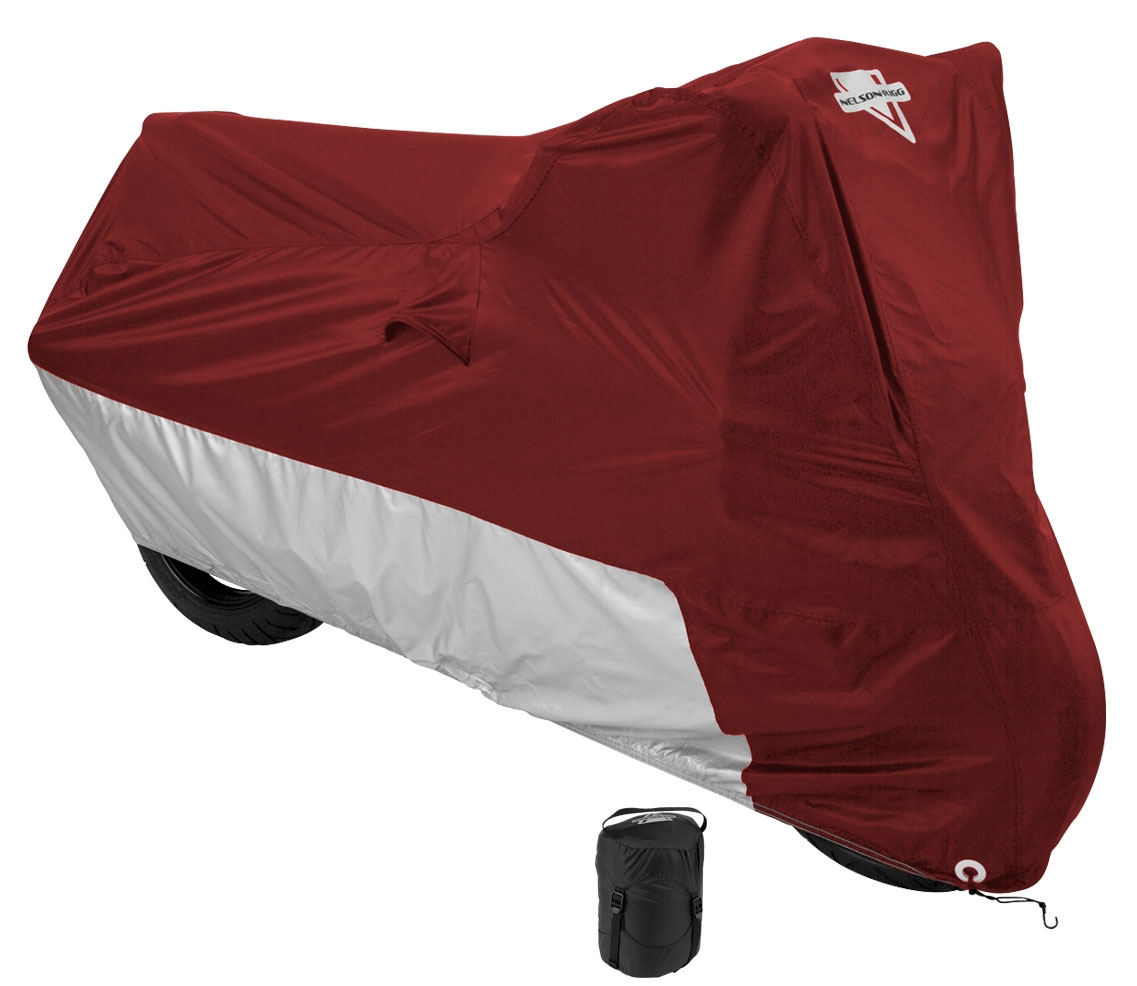 MC-903 Defender Deluxe Motorcycle Cover - Burgundy/Silver - Large