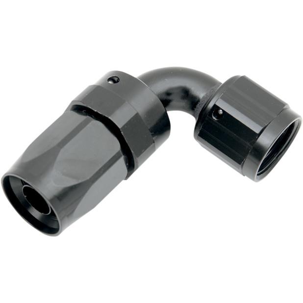 -8 AN 90 Degree Full Flow Non-Swivel Hose End - Black Anodized