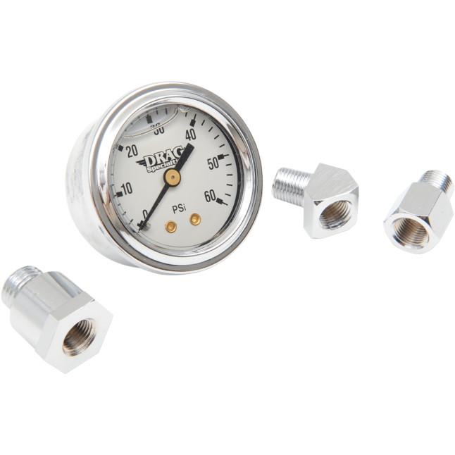 1 3/4in. Deluxe Liquid-Filled Oil Pressure Gauge Kit - 60lb. - White Face Dial